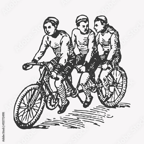 Vector engraving tandem bike
