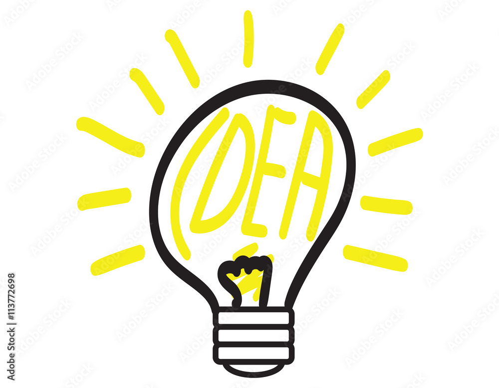 hand draw light bulb with idea hand draw light bulb with idea