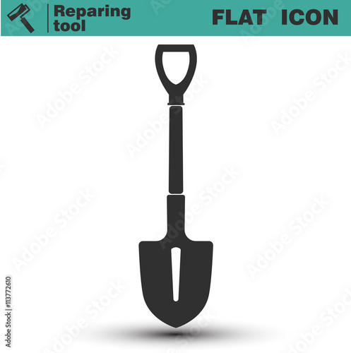 Shovel vector flat icon. Construction working tool item.
