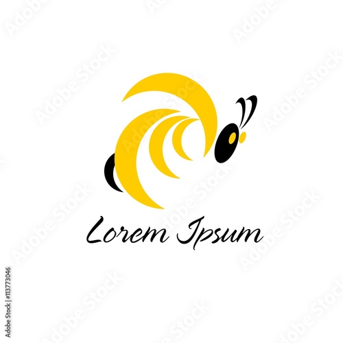 Bee. Bee icon. Isolated bee icon on white background. Honey bee. Isolated insect icon. Flying bee