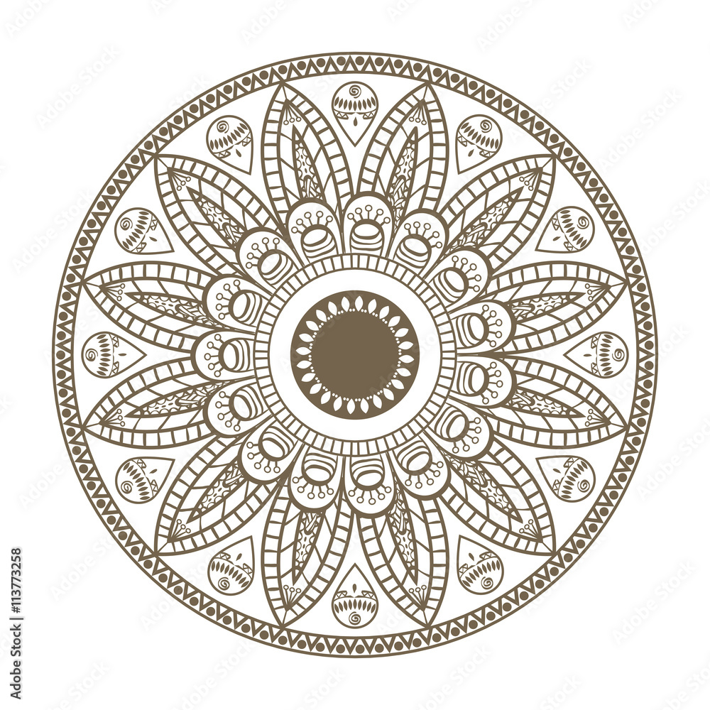 Garden icon. Flower plant  in form of mandale. vector graphic