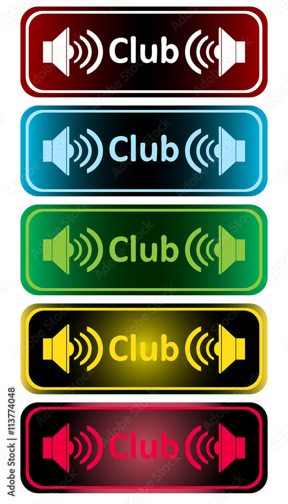 Clipart color club and loudspeakers