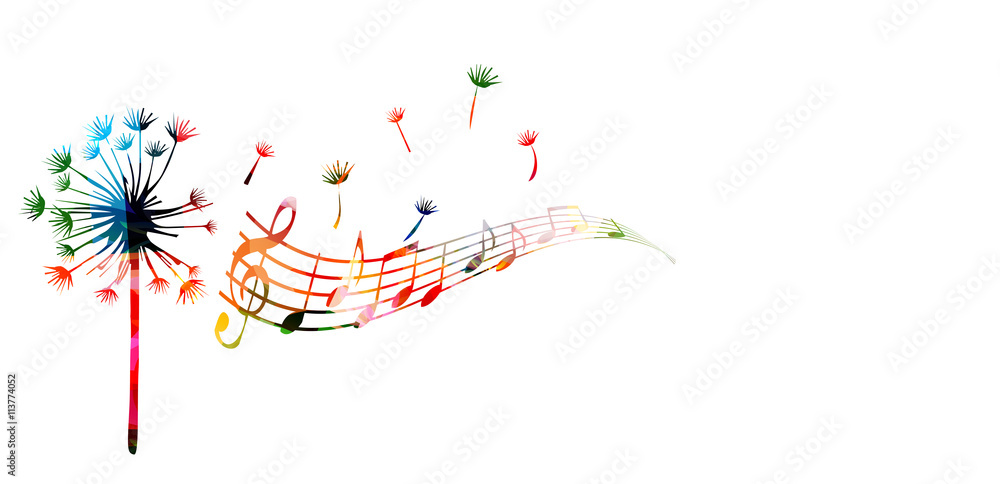 Fototapeta premium Kolorowy mniszek lekarski z nutami