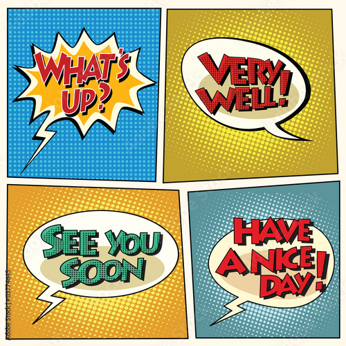 Set of retro comic bubbles pop art phrases