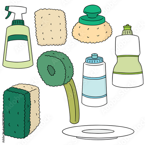 vector set of dish washing equipment