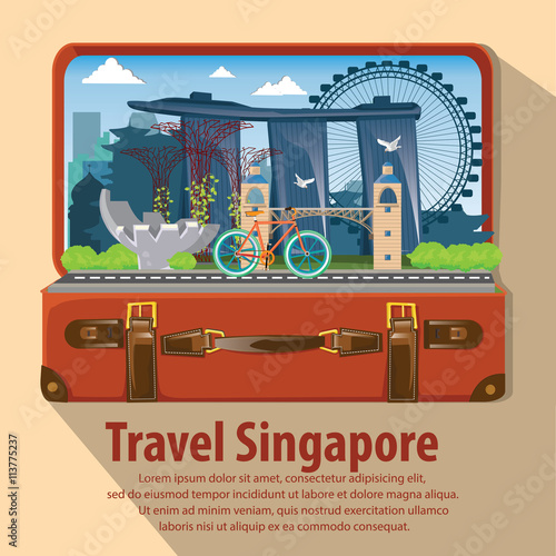 illustration. travel around singapore.