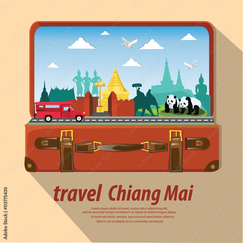 Fototapeta premium illustration. travel around Chiang Mai Province.