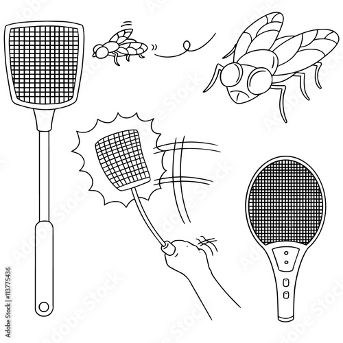 vector set of flyswatter
