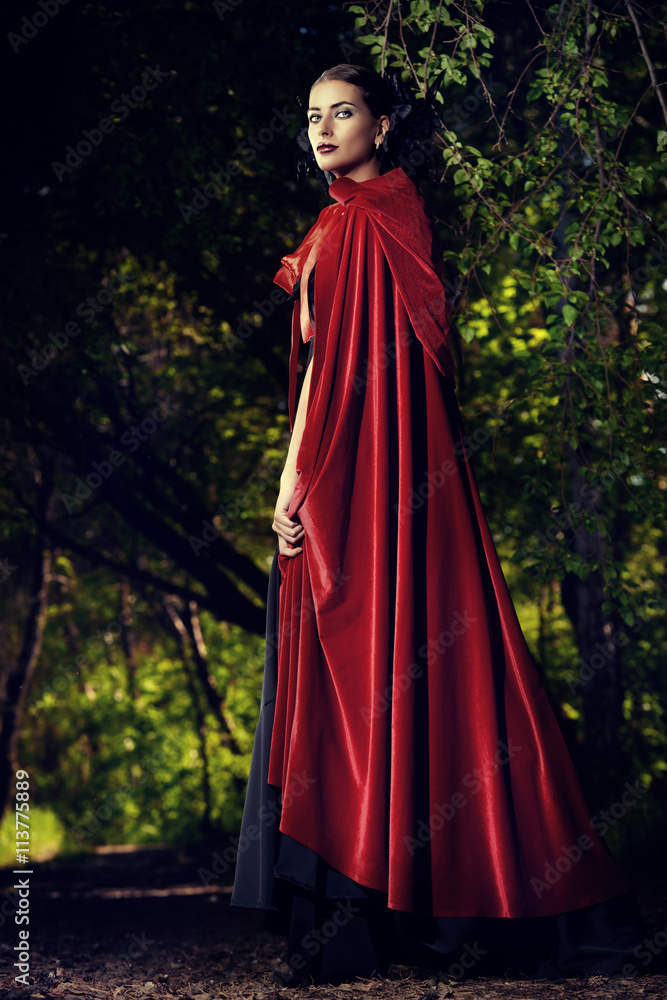 beauty in red cloak