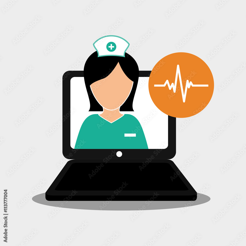 Medical care design. nurse  icon. White background, isolated ill