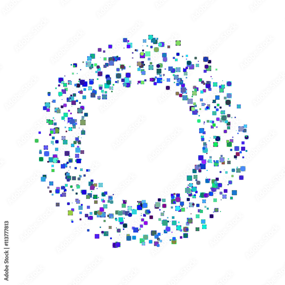 Colorful vector circles and squares frame