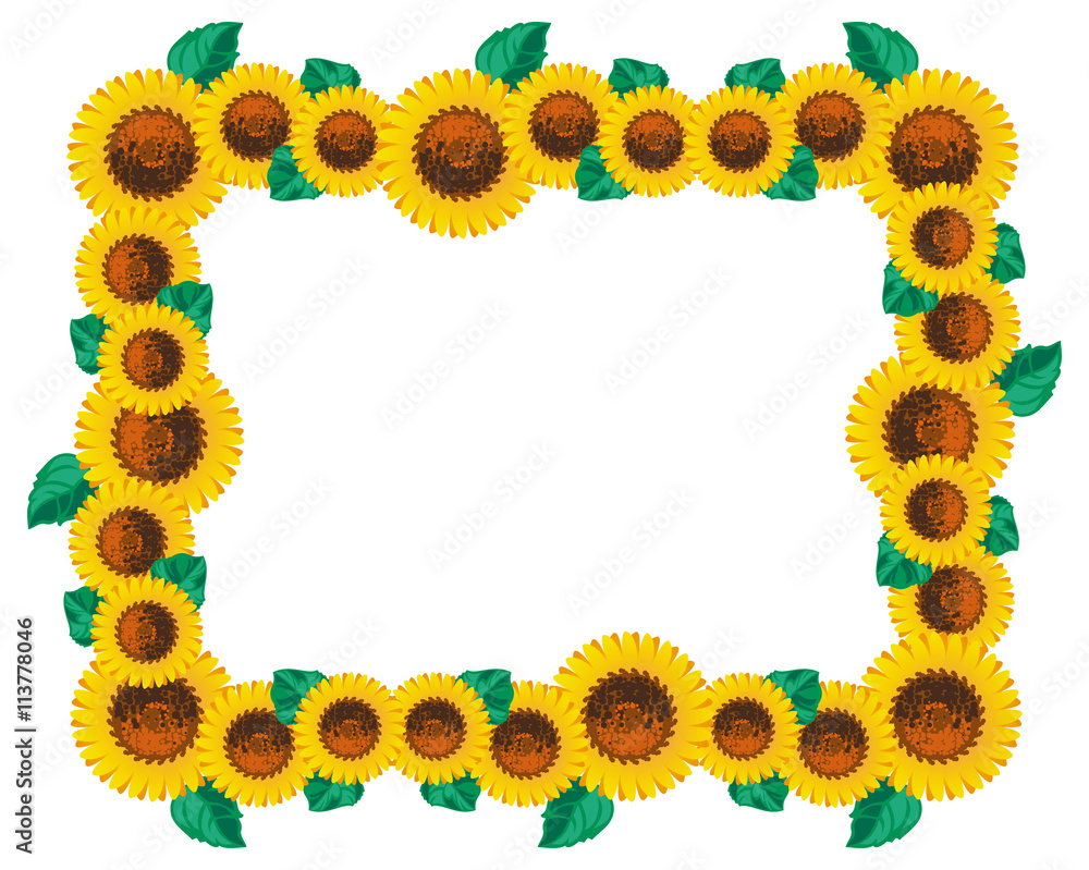 Horizontal frame with sunflowers. Vector clip art. Horizontal frame with sunflowers. Vector clip art.