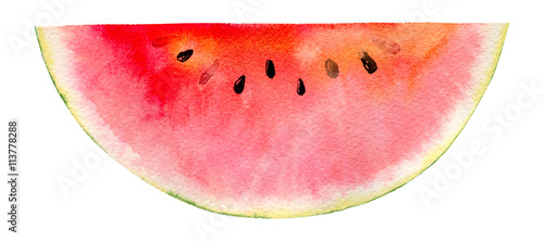 watercolor hand painted slice of watermelon