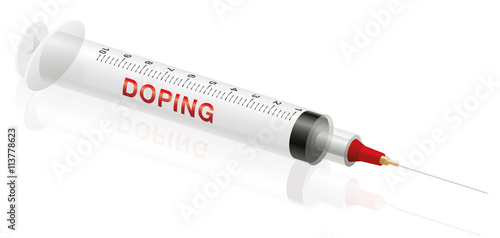 DOPING syringe on white background. Isolated vector illustration.