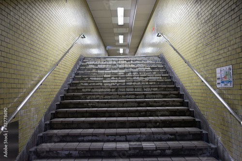 View from subway under ground stairs passage way