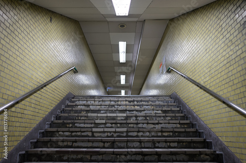 View from subway under ground stairs passage way