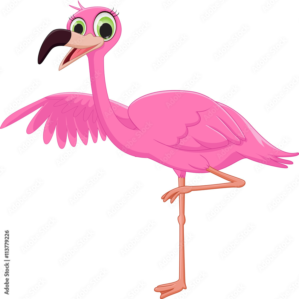 Obraz premium cute flamingo cartoon waving
