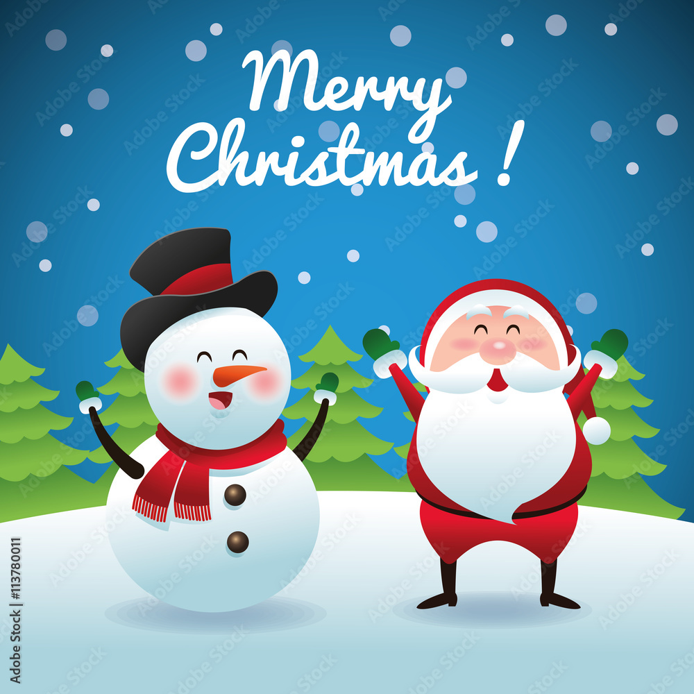 Merry Christmas concept with snowman and santa icon. vector gra Merry Christmas concept with snowman and santa icon. vector gra