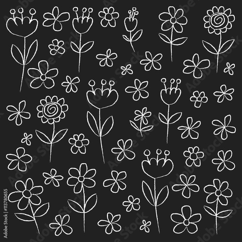 Vector set of doodle flowers