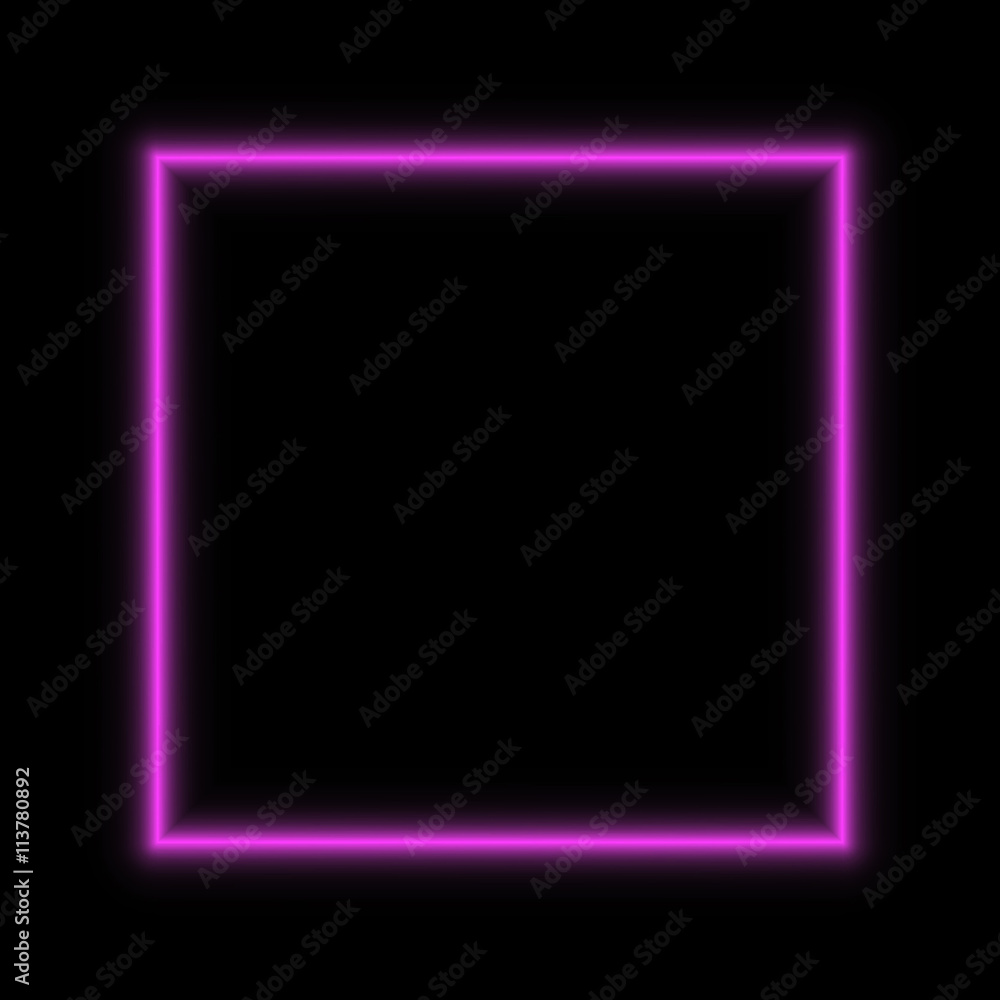 Neon vector frame pink square glowing. Neon vector frame pink square glowing.