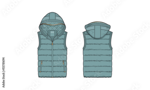 Women Duck Egg Blue Puffer Vest Template