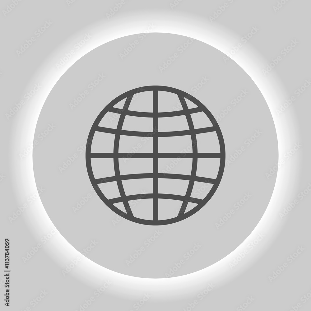 Flat paper cut style icon of globe Flat paper cut style icon of globe