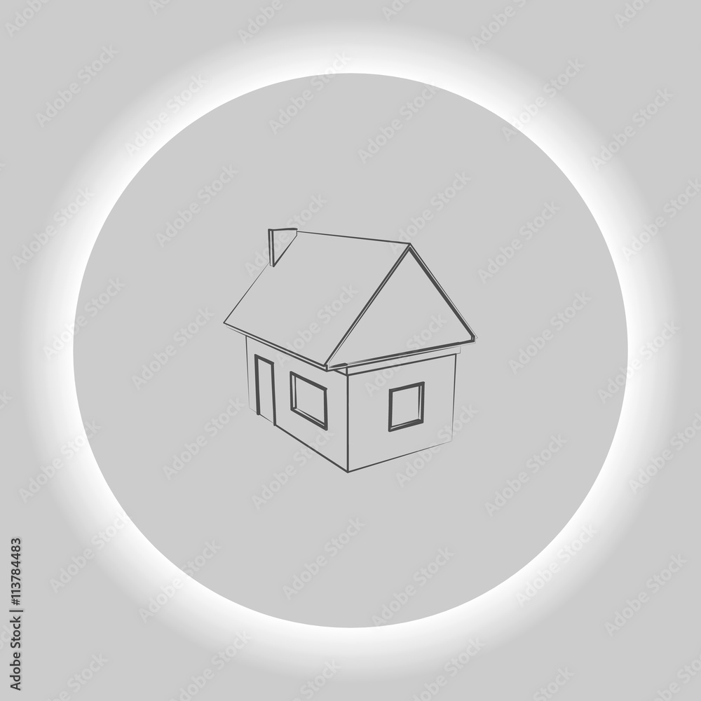 Flat paper cut style icon of house model Flat paper cut style icon of house model