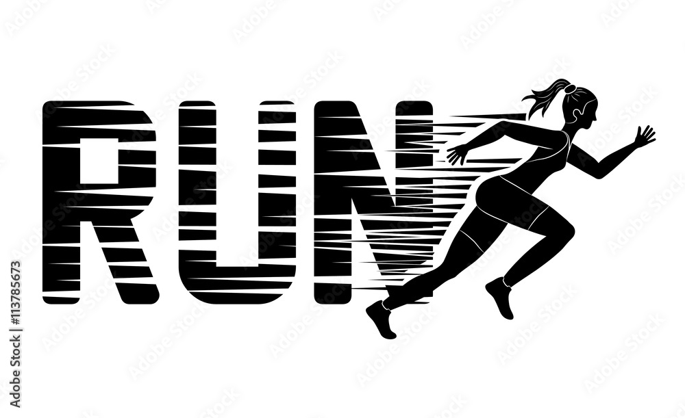 Woman of side running. sport concept, vector graphic Woman of side running. sport concept, vector graphic