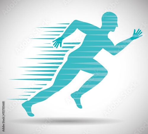 Man of side running. sport concept, vector graphic