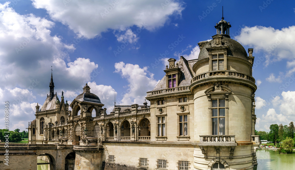 Chantilly castle view, Il-de-France, Paris region