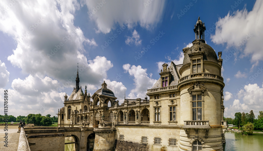 Chantilly castle view, Il-de-France, Paris region