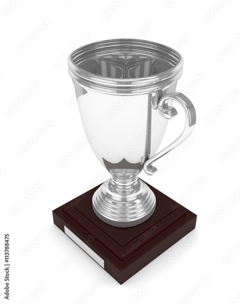 Silver cup on white background. 3D rendering. Silver cup on white background. 3D rendering.