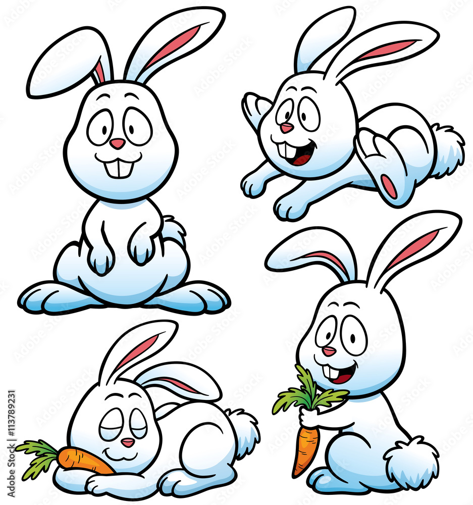 Fototapeta premium Vector illustration of Cartoon Rabbit Character Set