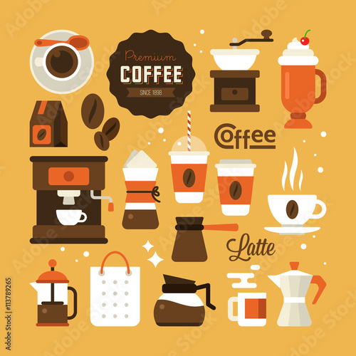 Coffee icons for web and graphic design