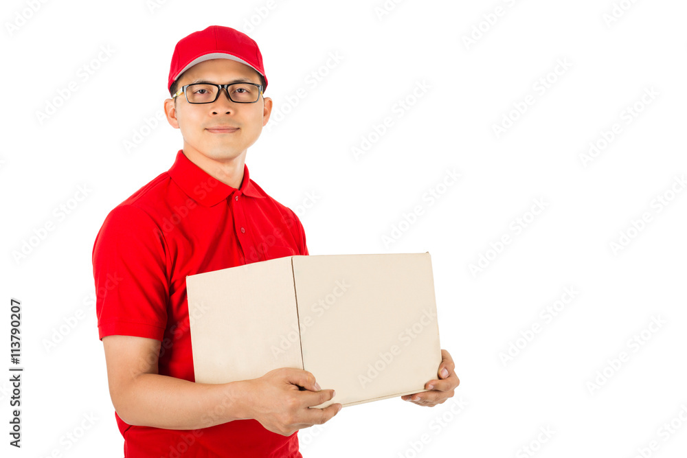 Delivery service to customer receiving package. Delivery service to customer receiving package.