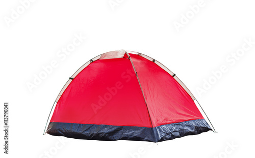 Isolated red dome tent on white