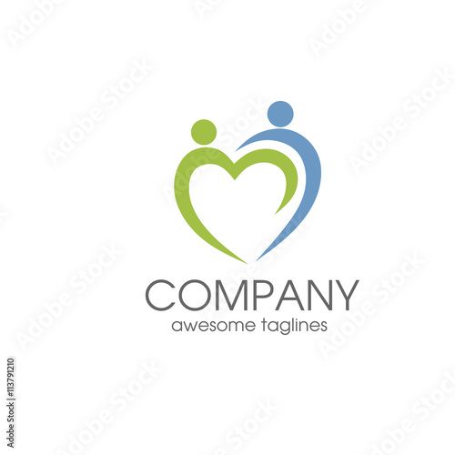 people care logo, charity , familly logo, human  love and hand symbol logo template