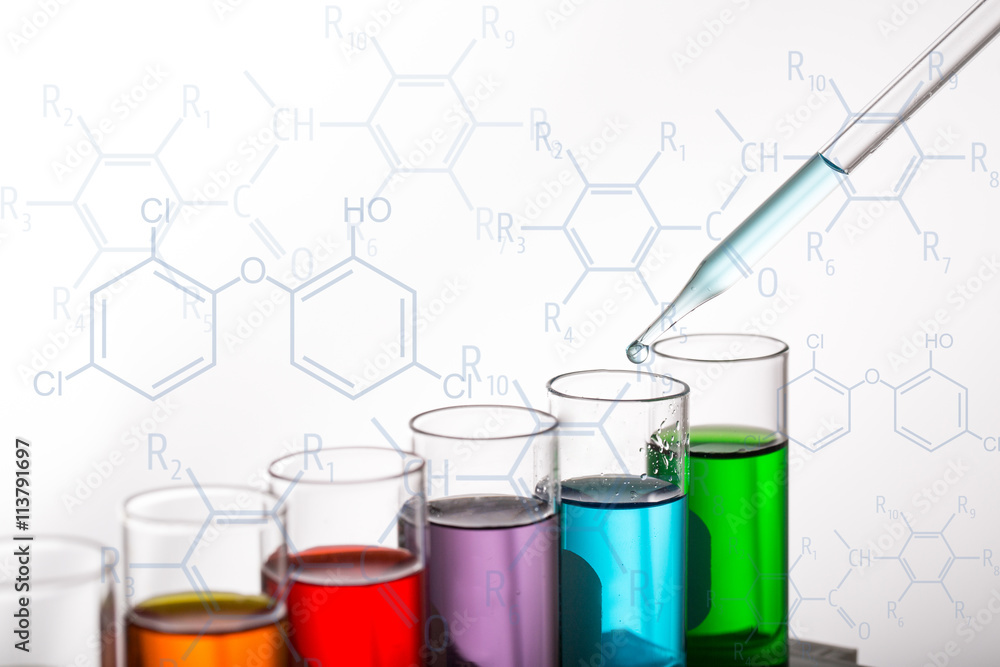 Chemistry flask glassware for test laboratory. Chemistry flask glassware for test laboratory.