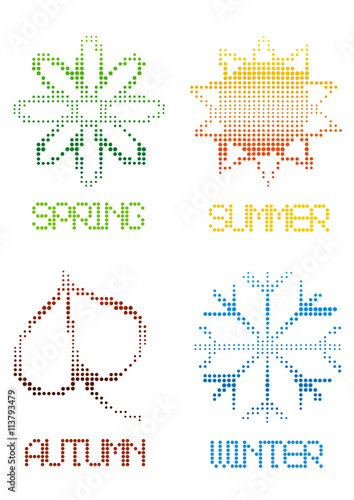 set of vector color halftone seasons symbols