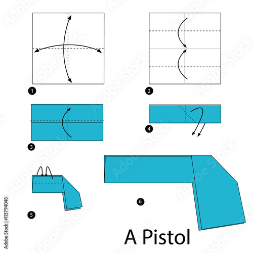 step by step instructions how to make origami A Pistol.