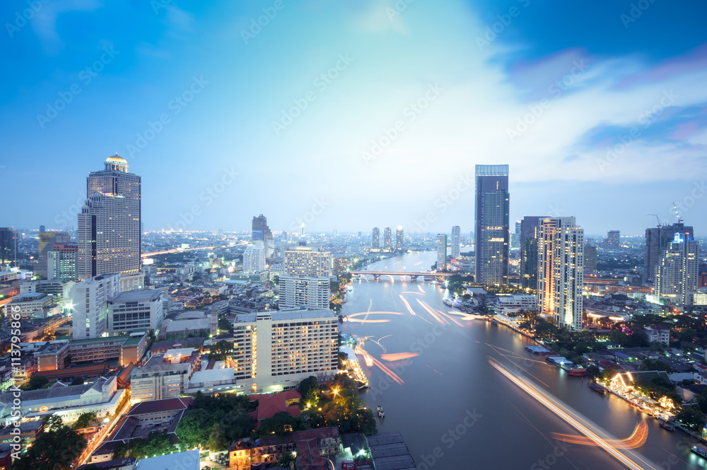 Bangkok Chao Phraya River view.