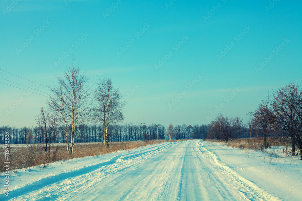 Winter snowy road
