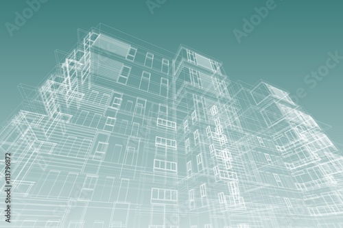 architecture abstract, 3d illustration