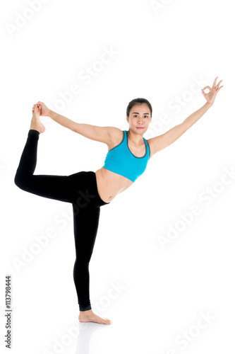 Wallpaper Mural Yoga woman - pretty asian female in active wear doing yoga Torontodigital.ca