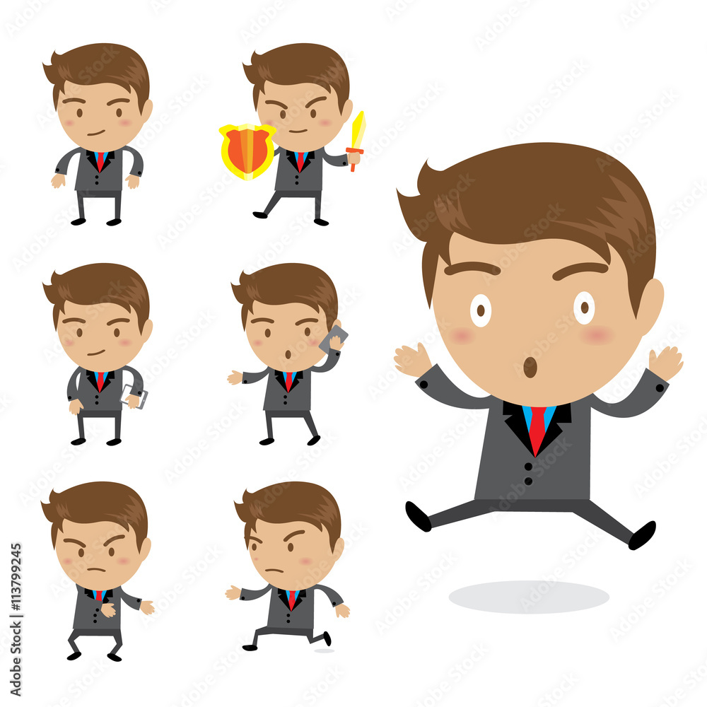 Set of businessman characters poses , vector Set of businessman characters poses , vector