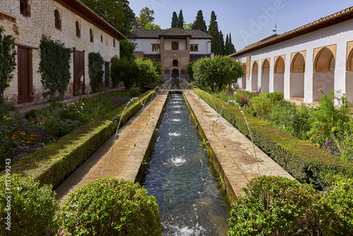 Generalife gardens near Alhambra complex, Granada, Andalucia, Spain, one of the most beautiful in the world and is a Unesco heritage. Alahambra