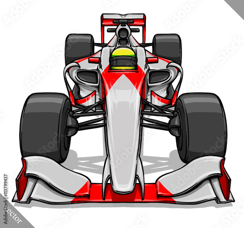 front view vector fast cartoon formula race car illustration art