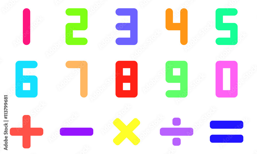 Colorful number and math symbol Colorful number and math symbol