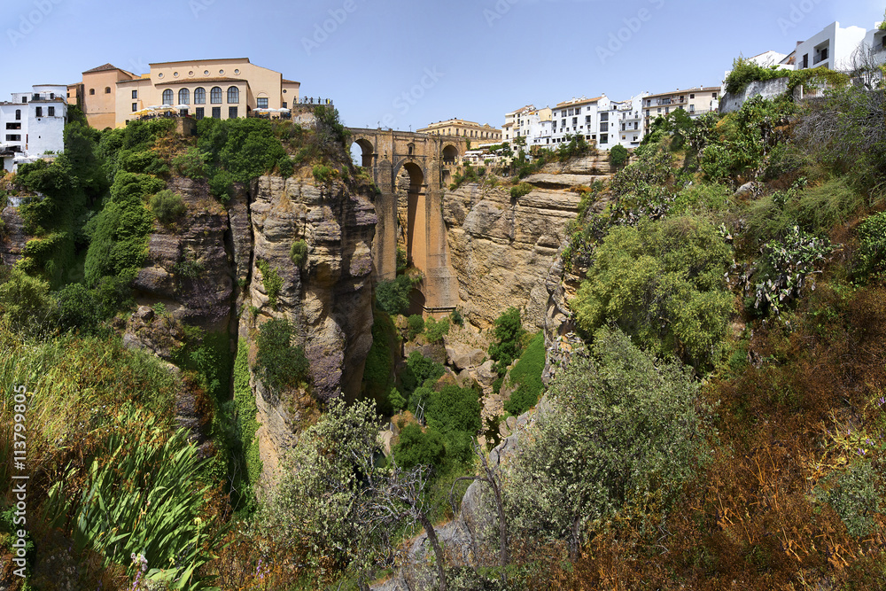Ronda, Spain at the Puente Nuevo Bridge over the Tajo Gorge Ronda, Spain at the Puente Nuevo Bridge over the Tajo Gorge