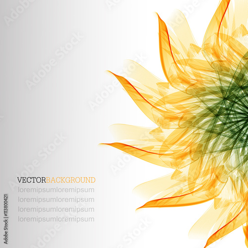 Floral abstract vector background with green and orange leaves